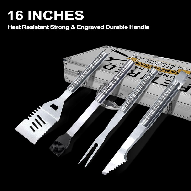 JNDJE Retirement Gifts for Men, Retired Gifts for Men, Dad, Grandpa, Coworker, Teacher, Boss, Retirees Heavy Duty Grilling Accessories for BBQ, Thick Stainless Steel Grill Utensils with Non-Slip Handle Tool - Image 2